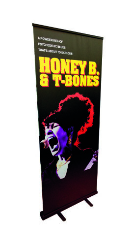 Image of Honey B. & T-Bones rock trio Rollup 0,85 x 2 m (2.7 x 6.5 ft)