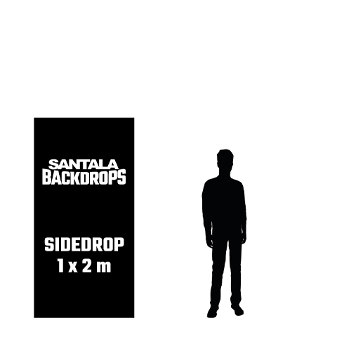 1 x 2 m sidedrop with human size comparison.
