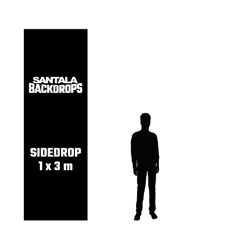 Side 1 x 3 m sidedrop with human size comparison